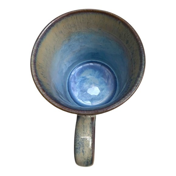 La Rochelle Iridescent Sky Blue Fire Glazed Stoneware Large Coffee Cup Tea Mug - Picture 5 of 12